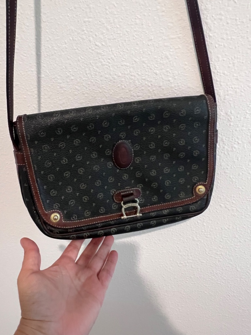 Pollini Made in Italy Monogram Leather Crossbody Bag